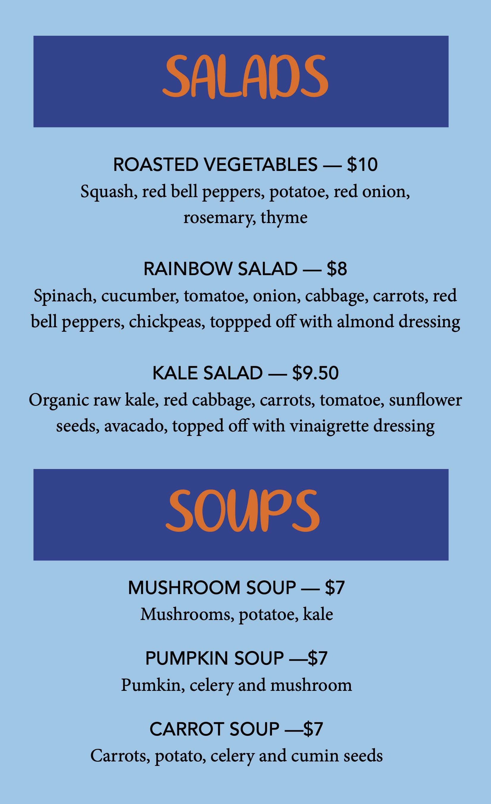 Lettuce Eat menu board — flat design